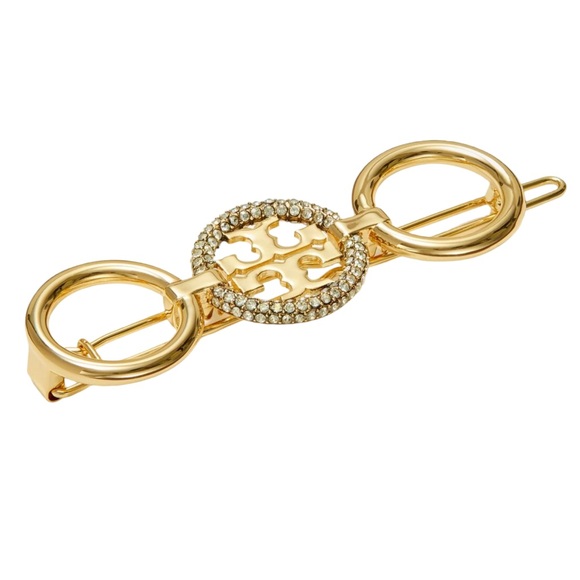 TORY BURCH • Gold Miller Crystal Barrette Hair Pin - Picture 3 of 5